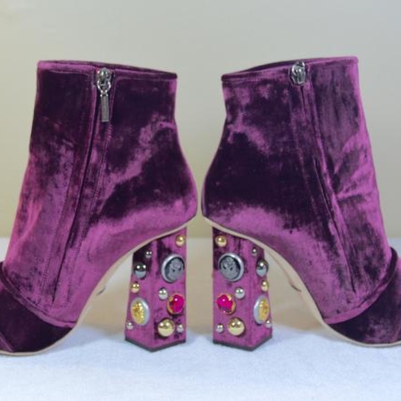Purple Embellished Heel Ankle Boots/Booties - Picture 3 of 9
